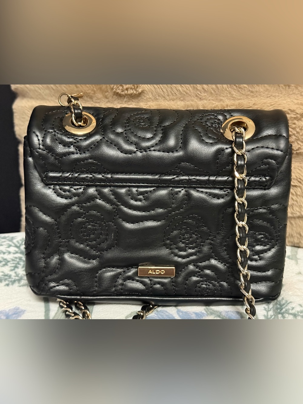 ALDO Black Quilted Floral Crossbody Bag With Charms 🌺🩷🦋 - Picture 4 of 6